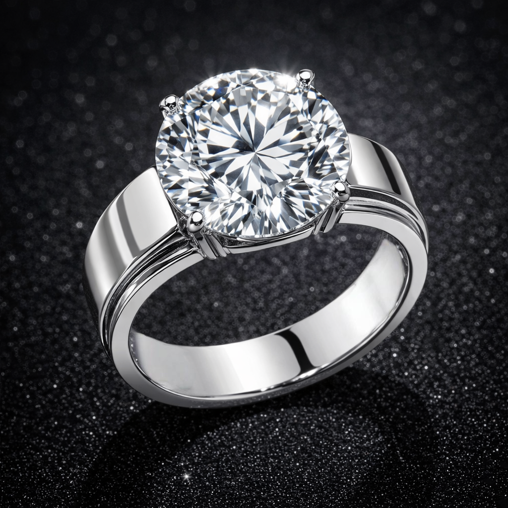 10.00 Carat Lab-Grown Diamond Solitaire Engagement Ring – Round Cut in 14K White Gold