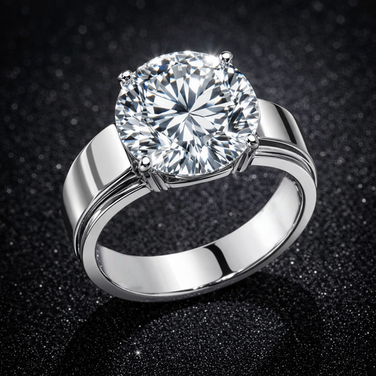 10.00 Carat Lab-Grown Diamond Solitaire Engagement Ring – Round Cut in 14K White Gold