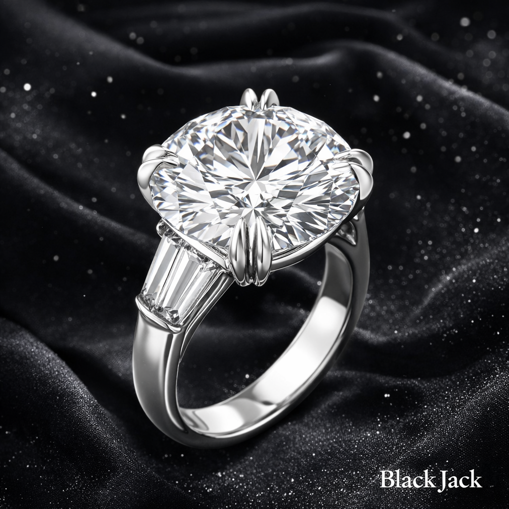 9.80 Carat Lab-Grown Diamond Three Stone Engagement Ring – Round Cut in 14K White Gold