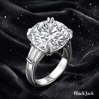 9.80 Carat Lab-Grown Diamond Three Stone Engagement Ring – Round Cut in 14K White Gold