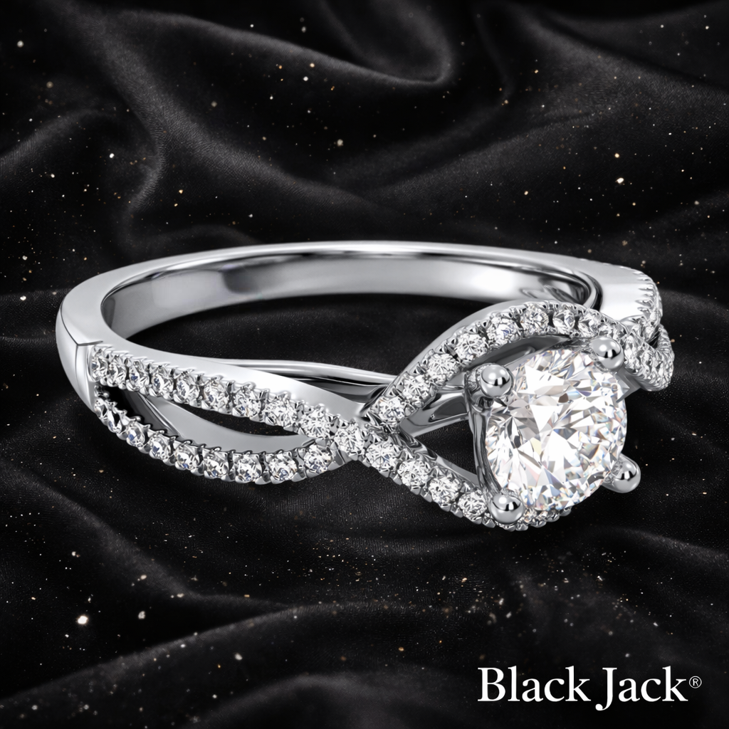 5.10 Carat Lab-Grown Diamond Infinity Halo Engagement Ring Round Cut with Pavé Band in 14K White Gold IGI Certified