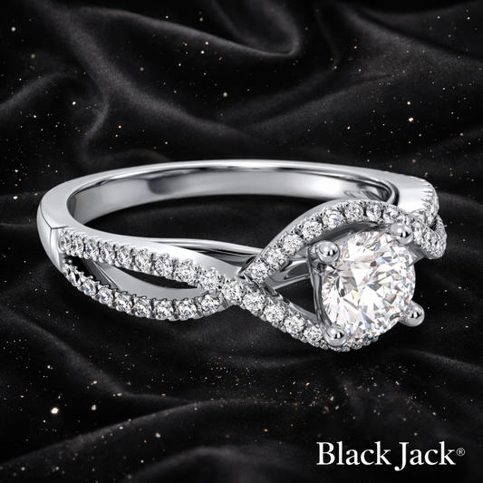 5.10 Carat Lab-Grown Diamond Infinity Halo Engagement Ring Round Cut with Pavé Band in 14K White Gold IGI Certified