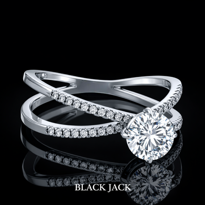 3.30 Carat Round Cut Moissanite Criss Cross Engagement Ring in 925 Sterling Silver