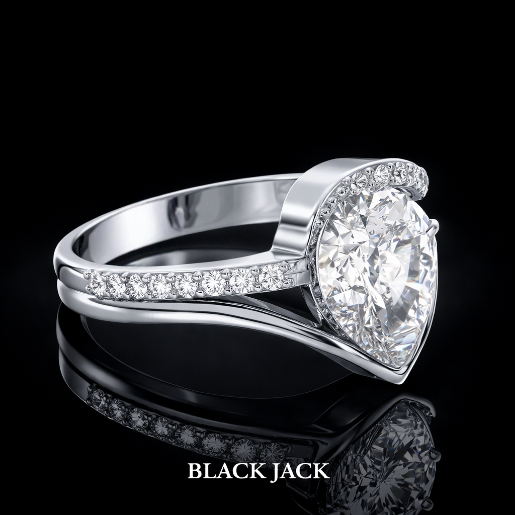 2.80 Carat Pear Cut Moissanite Engagement Ring in 925 Sterling Silver