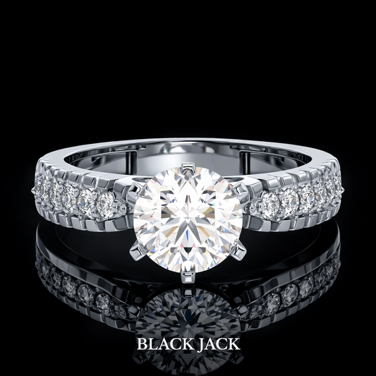 2.80 Carat Round Cut Moissanite Engagement Ring in 925 Sterling Silver