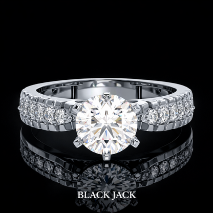 2.75 Ct Human Ashes Diamond Engagement Ring in 14K White Gold Black Jack
