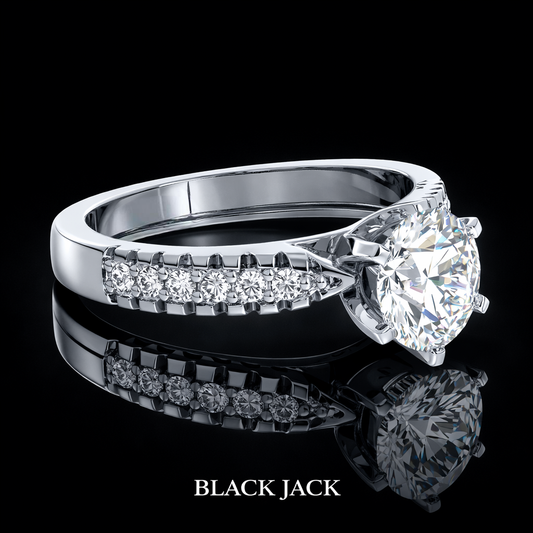 2.75 Ct Human Ashes Diamond Engagement Ring in 14K White Gold Black Jack