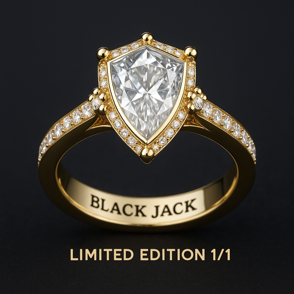 Eternal One™ – 1/1 Limited Edition Memory Diamond Ring | Pet & Human Ashes to Diamond | 22K Yellow Gold | Black Jack® Memory