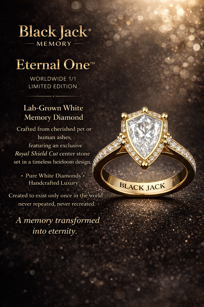 Eternal One™ – 1/1 Limited Edition Memory Diamond Ring | Pet & Human Ashes to Diamond | 22K Yellow Gold | Black Jack® Memory
