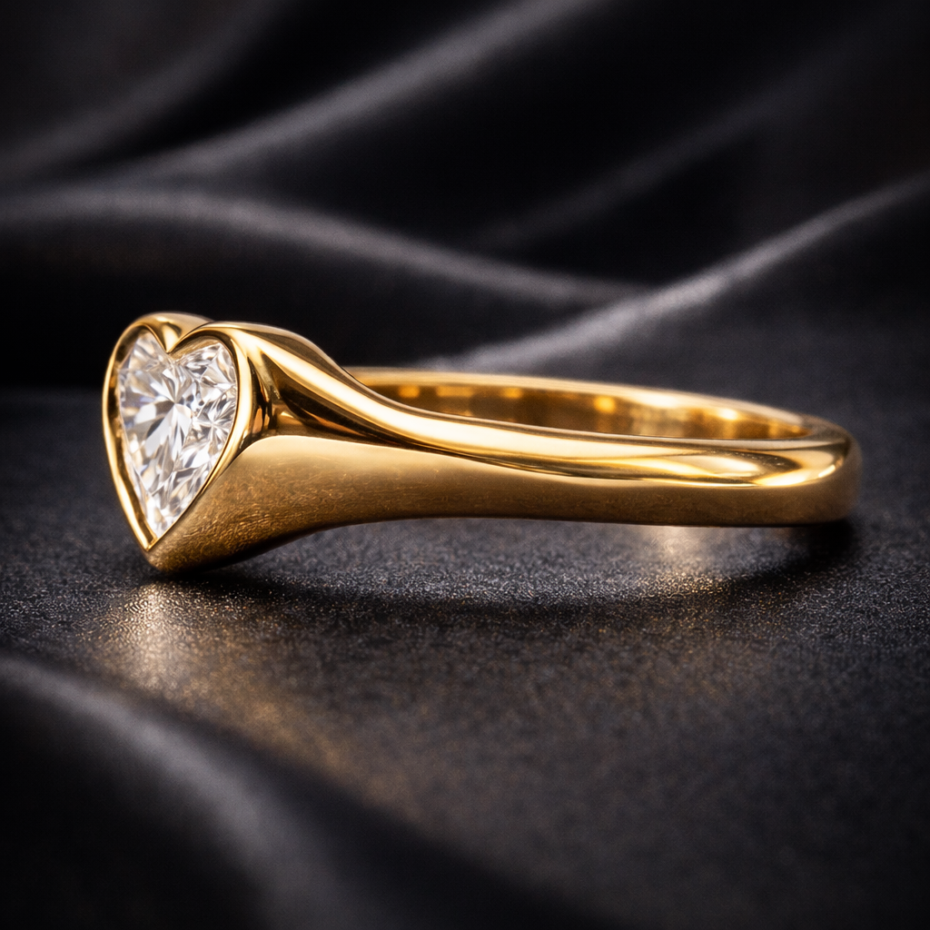 1.50 CT Heart Shape Memory Diamond Ring in 14K Yellow Gold – Ashes to Diamond | Brand Authenticity Certified