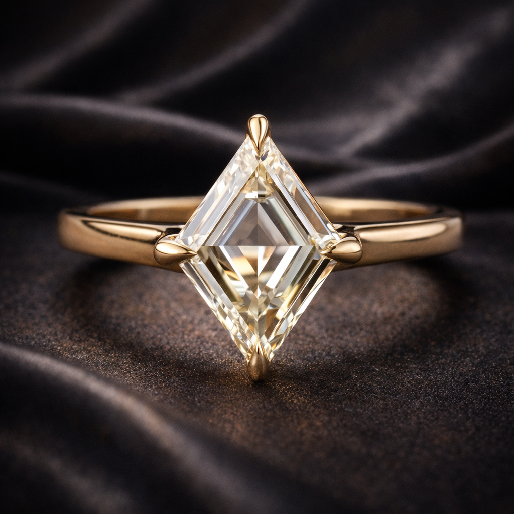 1.00 CT Kite Shape Memory Diamond Ring in 14K Yellow Gold – Pet Ashes to Diamond | Brand Authenticity Certified
