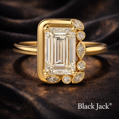 3.40 CT Emerald Cut Pet Memory Diamond Ring in 14K Yellow Gold – Ashes to Diamond | Brand Authenticity Certified