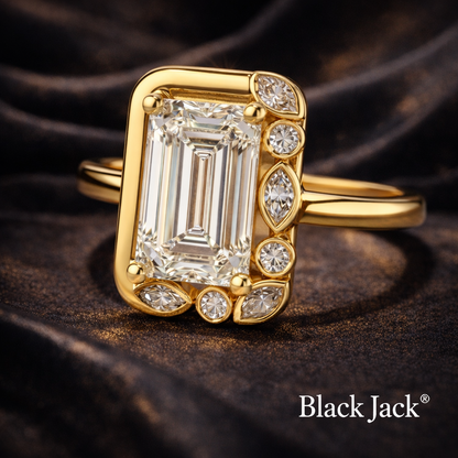 3.40 CT Emerald Cut Pet Memory Diamond Ring in 14K Yellow Gold – Ashes to Diamond | Brand Authenticity Certified