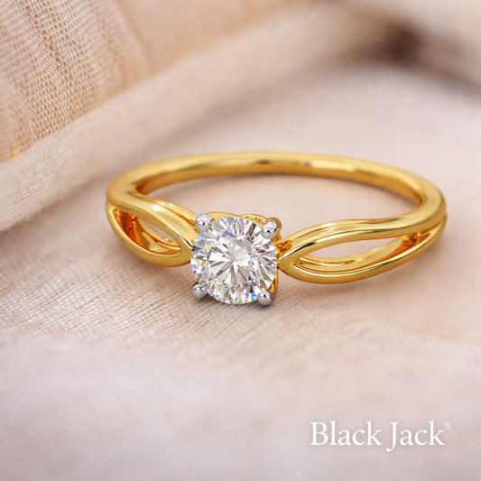 0.50 CT Twist Solitaire Memory Diamond Ring in 14K Yellow Gold | Pet and Human Ashes | Brand Authenticity Certified