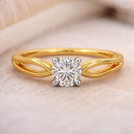 0.50 CT Twist Solitaire Memory Diamond Ring in 14K Yellow Gold | Pet and Human Ashes | Brand Authenticity Certified