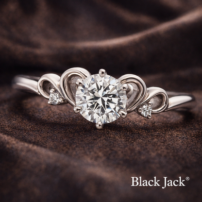 0.54 CT Crown Heart Memory Diamond Ring in 14K White Gold |   Pet & Human Ashes | Brand Authenticity Certified