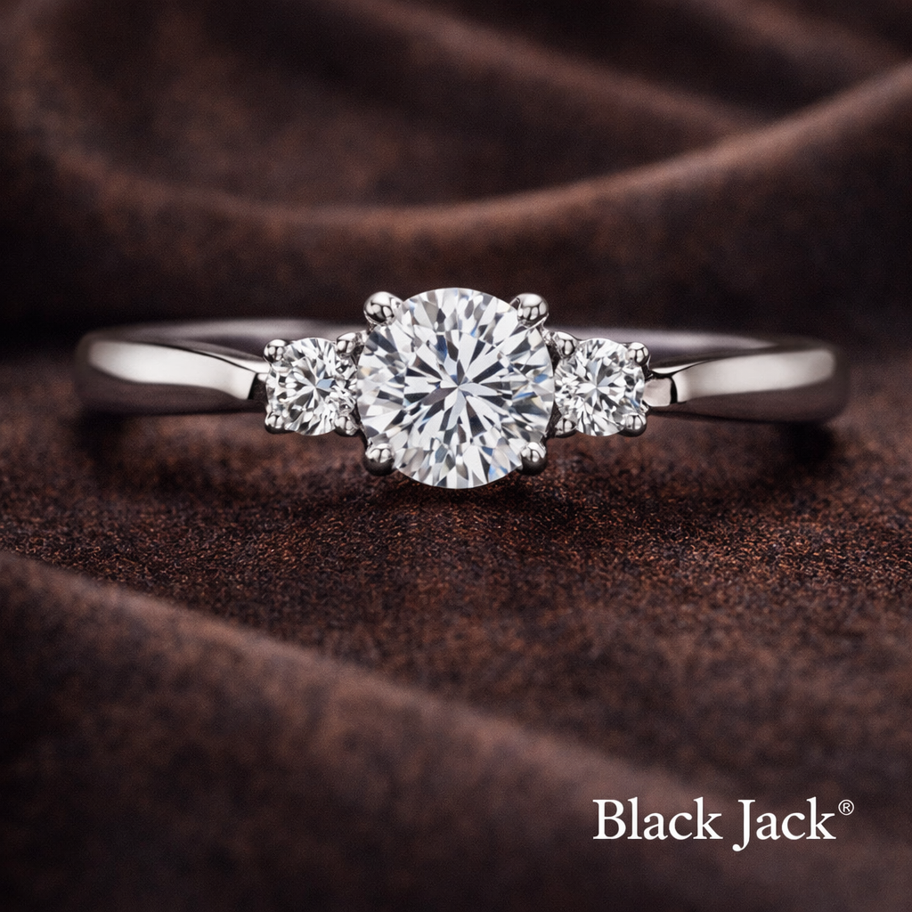 0.60 CT Three Stone Memory Diamond Ring in 14K White Gold | Pet & Human Ashes | Brand Authenticity Certified