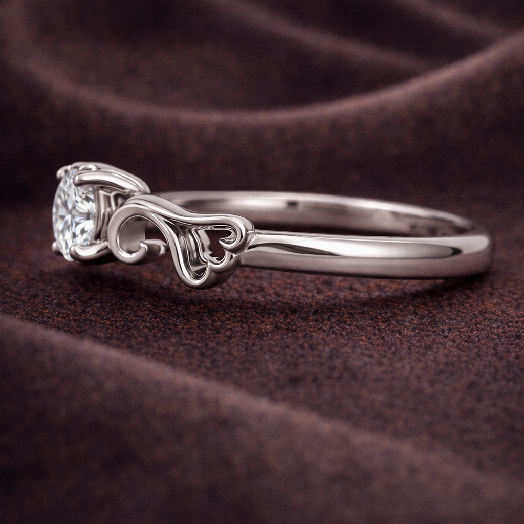 0.50 CT Angel Wing Memory Diamond Ring in 14K White Gold |Pet and Human Ashes| Brand Authenticity Certified