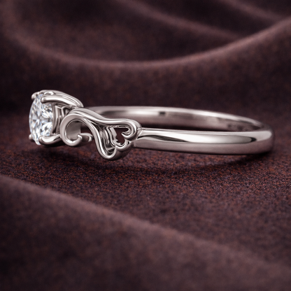 0.50 CT Angel Wing Memory Diamond Ring in 14K White Gold |Pet and Human Ashes| Brand Authenticity Certified