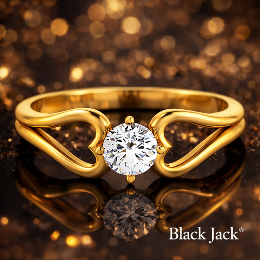 0.50 CT Heart Twist Memory Diamond Ring in 14K Yellow Gold | Pet & Human Ashes| Brand Authenticity Certified