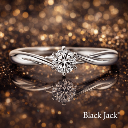 0.50 CT Twisted Solitaire Memory Diamond Ring in 14K White Gold | Pet & Human Ashes| Brand Authenticity Certified