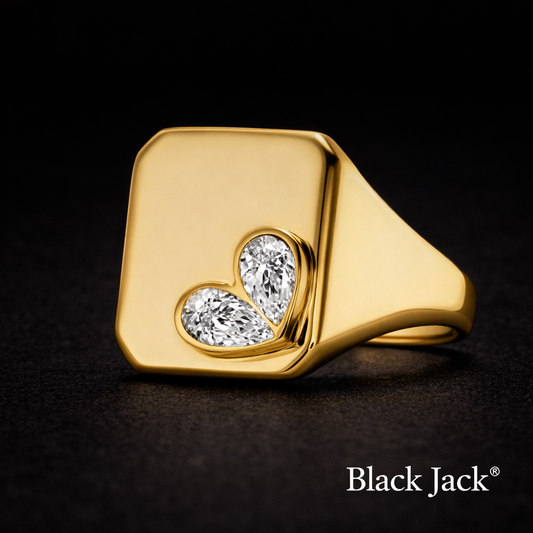 0.50 CT Heart Signet Memory Diamond Ring in 14K Yellow Gold | Pet and Human Ashes| Brand Authenticity Certified