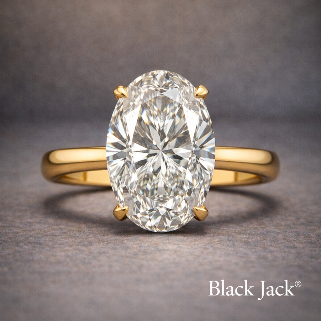 3.00 Ct Oval Solitaire Memory Diamond Ring in 14K Yellow Gold | Pet and Human Ashes – Brand Authenticity Certified