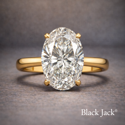 3.00 Ct Oval Solitaire Memory Diamond Ring in 14K Yellow Gold | Pet and Human Ashes – Brand Authenticity Certified