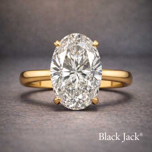 3.00 Ct Oval Solitaire Memory Diamond Ring in 14K Yellow Gold | Pet and Human Ashes – Brand Authenticity Certified