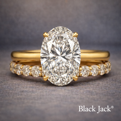 3.30 Ct Oval Solitaire Diamond Band Ring | 14K Yellow Gold |Pet and Human Ashes