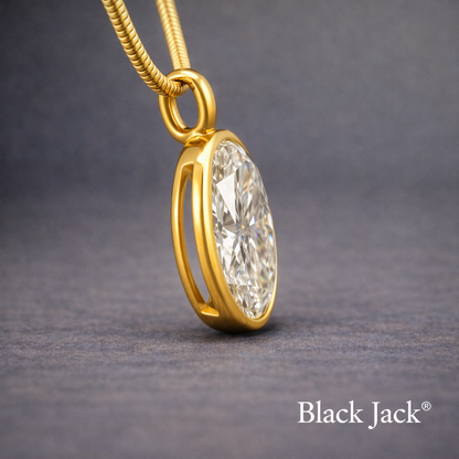2.00 Ct Round Loop Bail | Oval Bezel Memory Diamond Pendant 14K Yellow Gold | Pet & Human Ashes