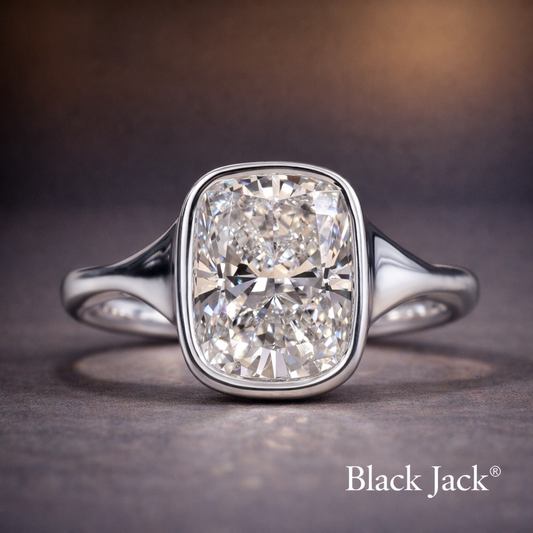 2.00 Ct Cushion Bezel Solitaire Memory Diamond Ring in 14K White Gold |Pet and Human Ashes