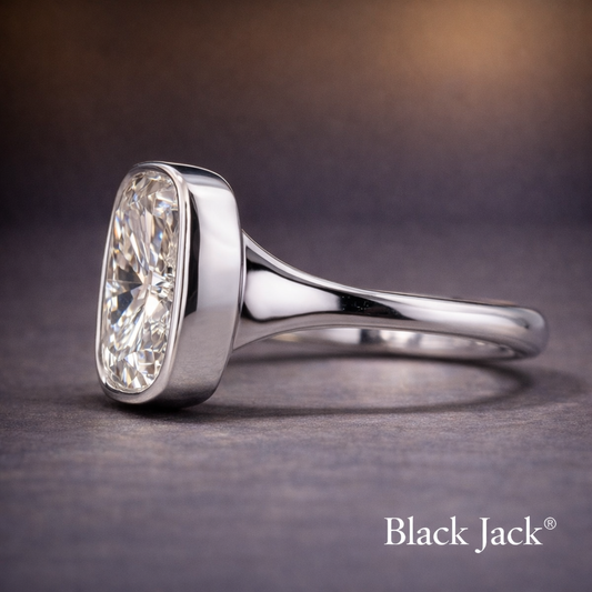 2.00 Ct Cushion Bezel Solitaire Memory Diamond Ring in 14K White Gold |Pet and Human Ashes