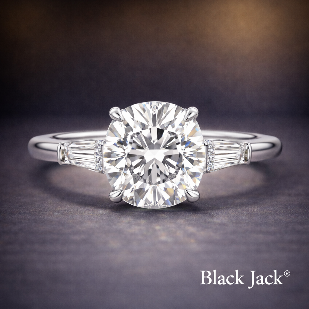 3.00 Ct 14K White Gold Round Brilliant Three-Stone | Pet and Human Ashes |Memory Diamond Ring