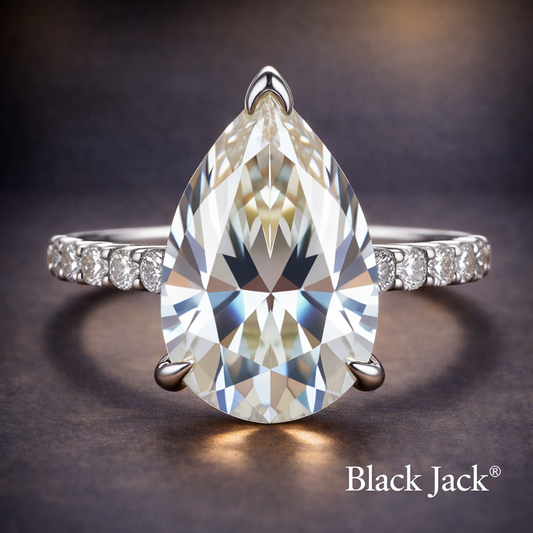 3.30 Ct 14K White Gold Pear Solitaire Pave Band Memory Diamond Ring| Pet and Human Ashes