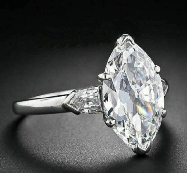 Three Stone 3.00 Ct. Marquise cut Moissanite Engagement Ring by Black Jack
