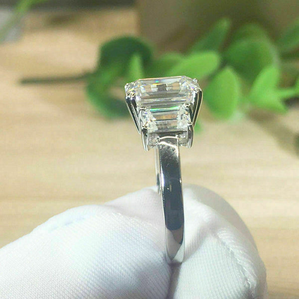 Emerald cut Three Stone 3.00 Ct. Moissanite Engagement Ring by Black Jack