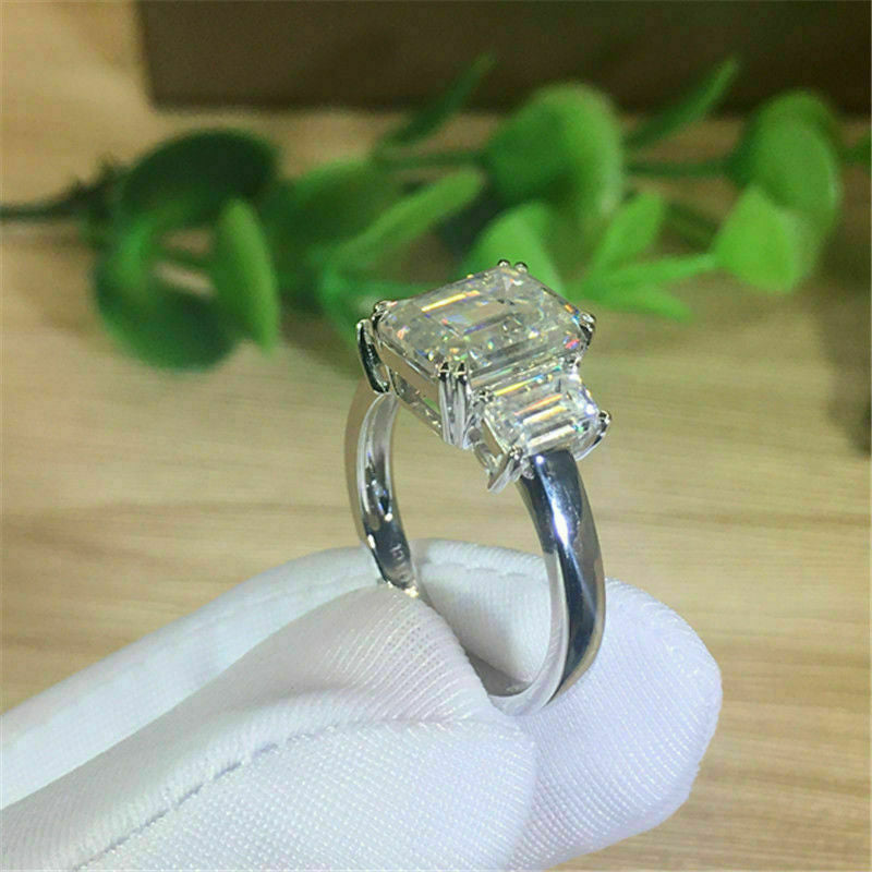 Emerald cut Three Stone 3.00 Ct. Moissanite Engagement Ring by Black Jack