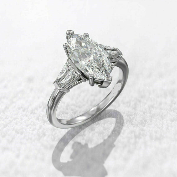 Marquise cut Three-Stone 3.00 Ct. Moissanite Engagement Ring by Black Jack