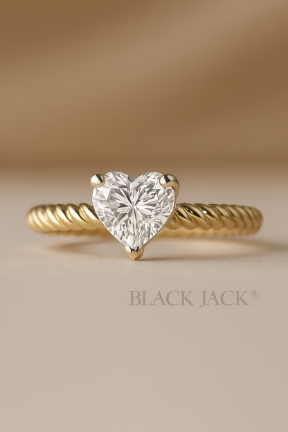 0.50 Carat Lab-Grown Diamond Solitaire Engagement Ring Heart Cut in 14K Yellow Gold