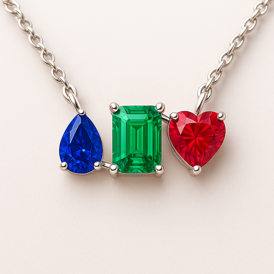 3.00 Ct Multi-Stone Pendant Necklace in 925 Sterling Silver – Lab-Grown Gemstones With Chain | Black Jack®