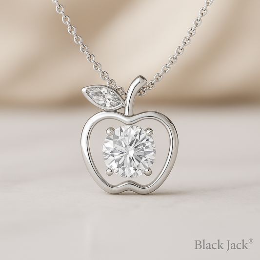 0.50 Carat Apple Design Lab-Grown Diamond Pendant with Chain in 925 Sterling Silver