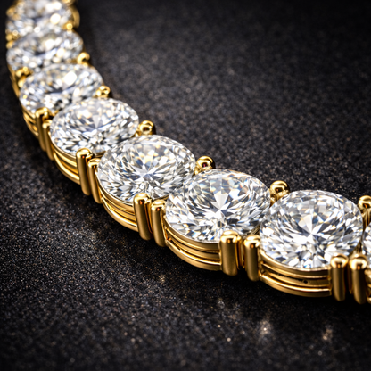 3.00 - 6.5 MM Moissanite Tennis Necklace 18 Inch Sterling Silver 925 14K Gold Plated |Black Jack | Brand Authenticity