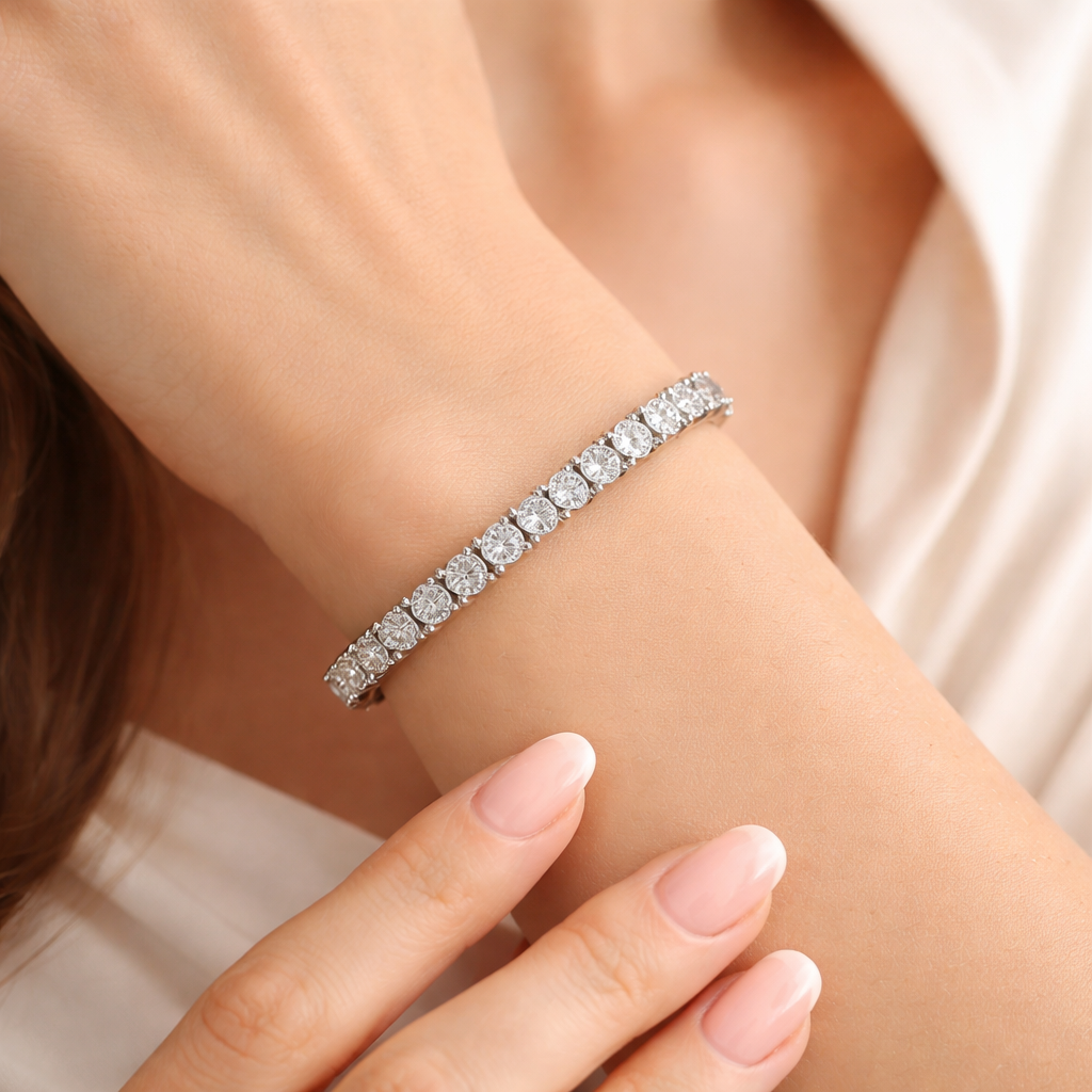 10.75 Carat 3.5mm Round Cut Moissanite Tennis Bracelet in 925 Sterling Silver