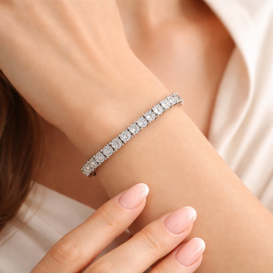 10.75 Carat 3.5mm Round Cut Moissanite Tennis Bracelet in 925 Sterling Silver