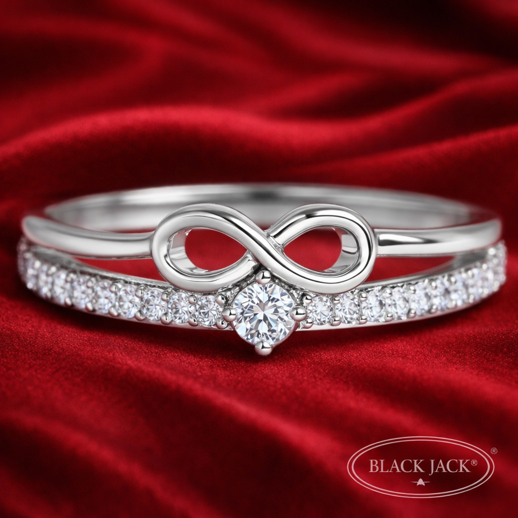 Infinity Lab Grown Diamond Wedding Ring Set for Women | 14K White Gold | Ethical Diamond Band | Bridal Ring Set