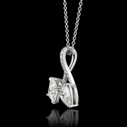 2.00 Ct Princess & Pear Memory Diamond Pendant in 14K White Gold Pet Cremation Memorial Necklace Black Jack