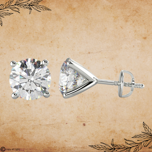 4 Prong 2 Ct. Lab Grown Diamond Studs in 14k White Gold VG E/F by Black Jack