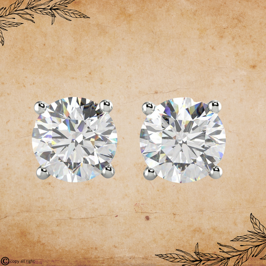 4 Prong 2 Ct. Lab Grown Diamond Studs in 14k White Gold VG E/F by Black Jack
