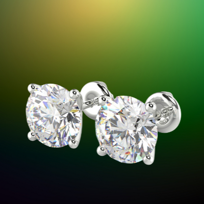 3.00 Ct. Round Cut Real Lab Grown Solitaire 14 White Gold Stud For Women By Black Jack